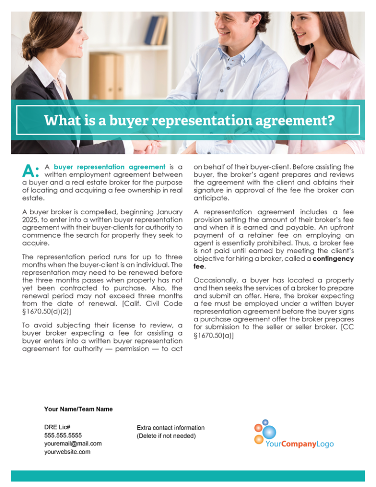 Client Q A What Is A Buyer Representation Agreement Firsttuesday