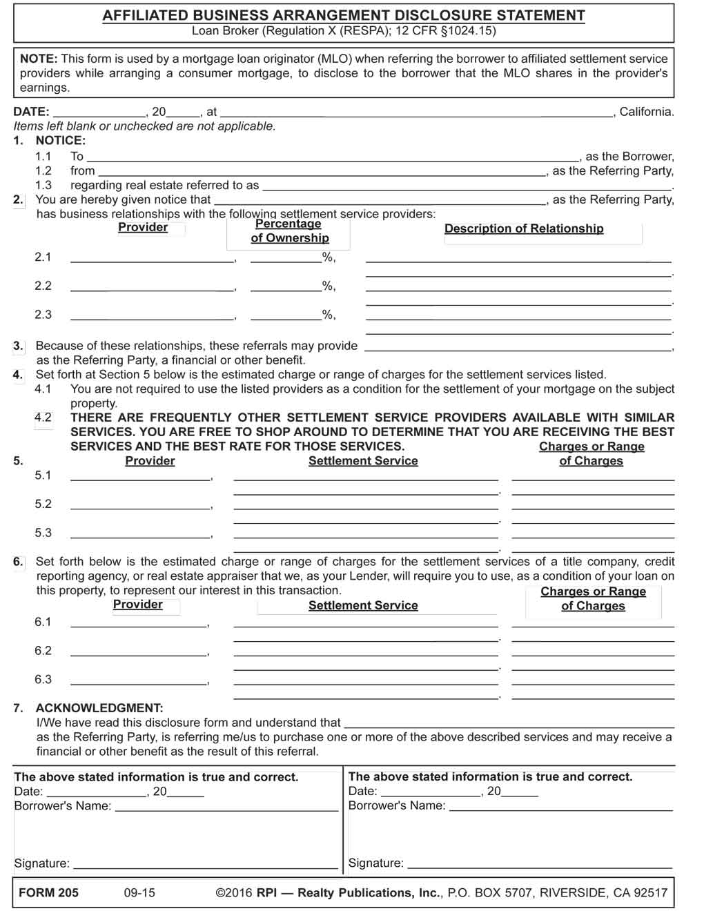 Disclosure Of A Conflict Of Interest And Affiliated Business Arrangement — Forms 527 And 519205 1808