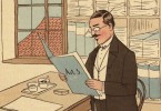 Lothar Meggendorfer und Franz Bonn man reading book drawing