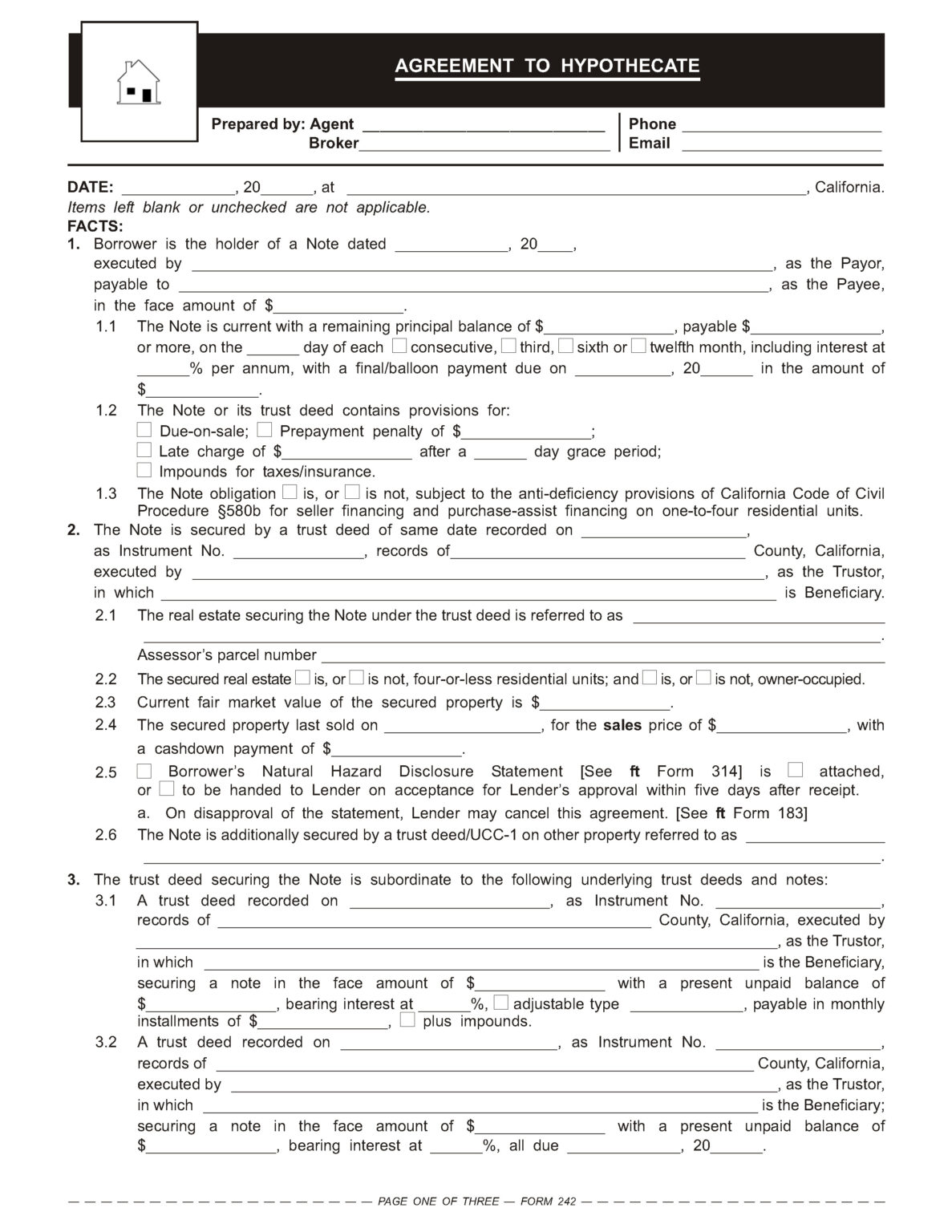 Purchase Agreement For Note And Trust Deed RPI Form 242 purchase-agreement-for-note-and-trust-deed-rpi-form-242