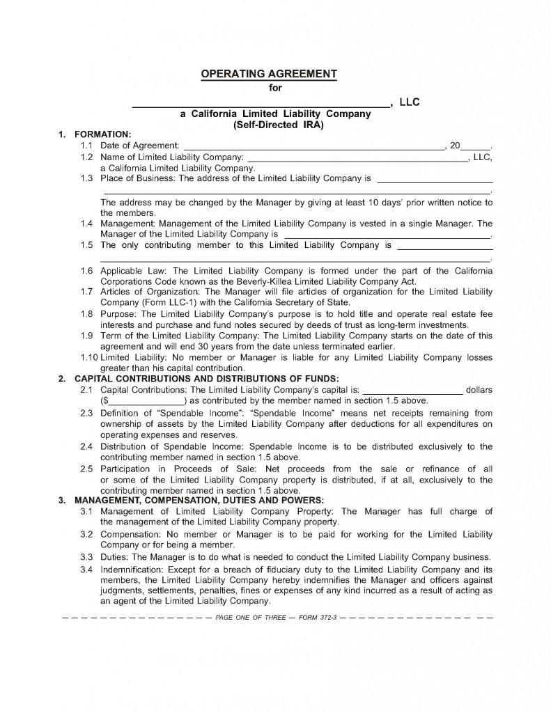 The SDIRA LLC Operating Agreement – boilerplate for your client’s investment control  first 