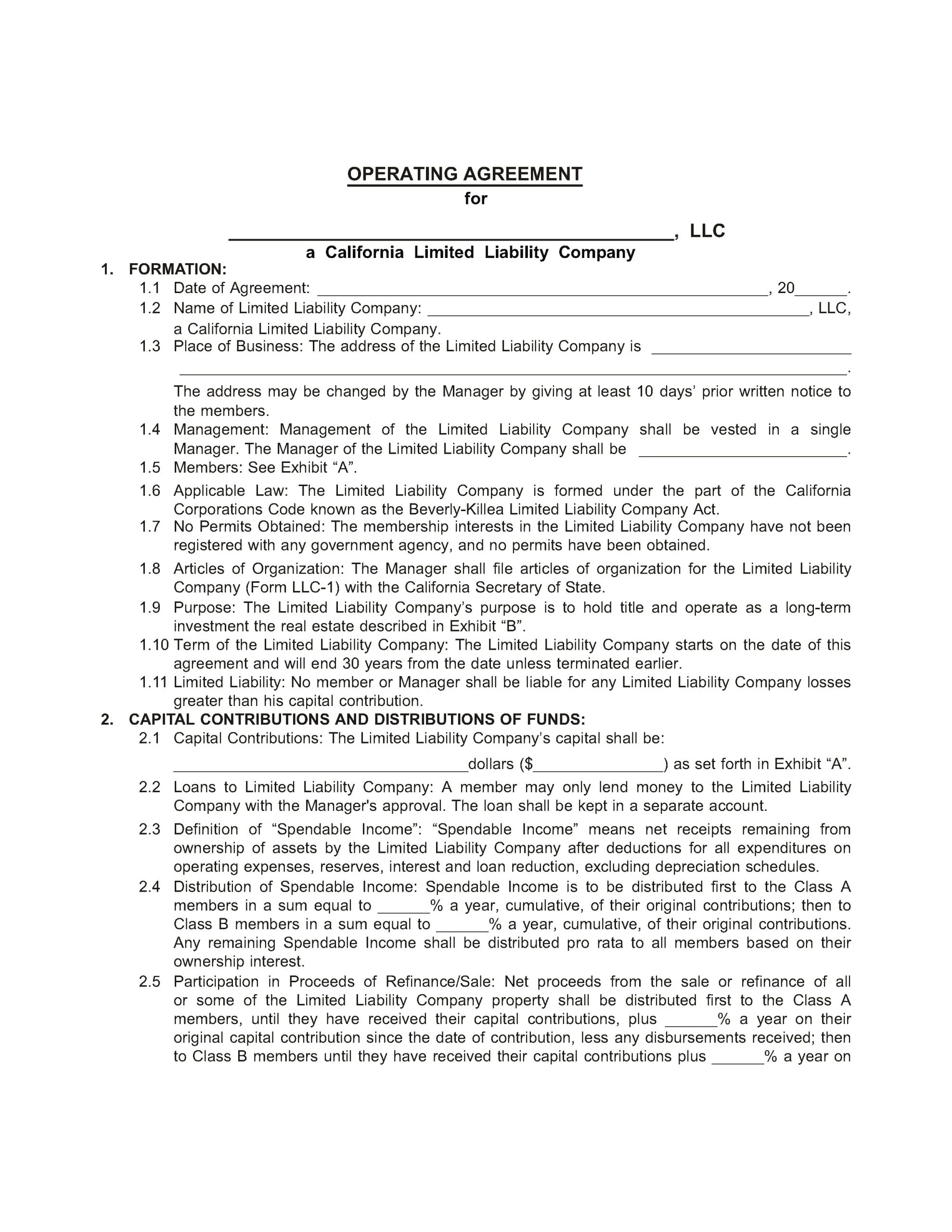 Operating Agreement — LLC — RPI Form 372 | firsttuesday Journal