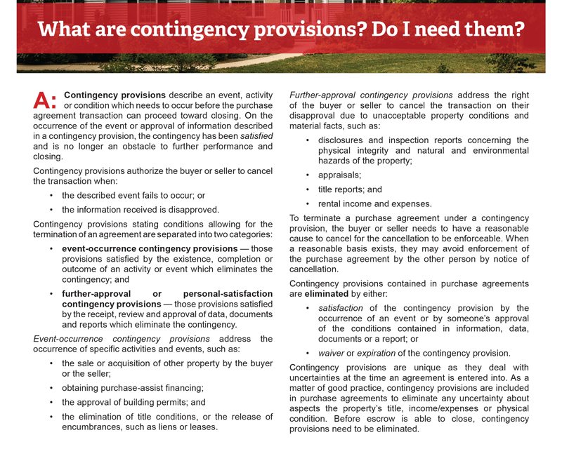 Client Q&A: What are contingency provisions? Do I need them?