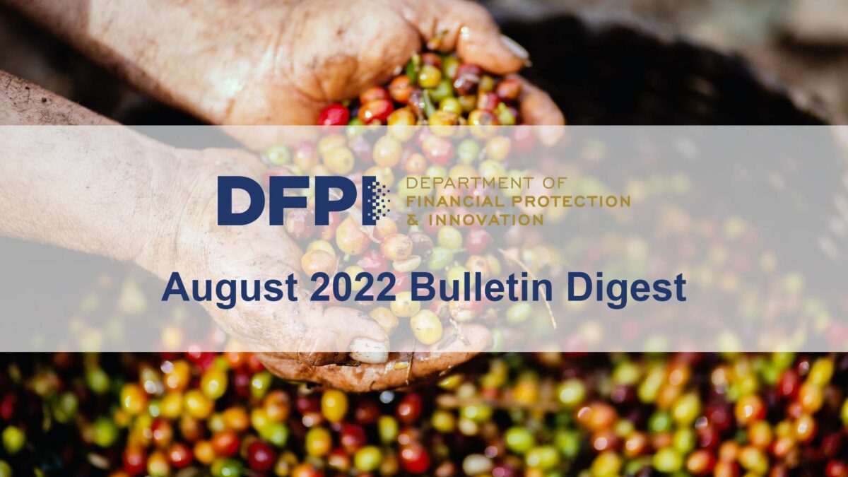 DFPI Bulletin Digest: August 2022 | firsttuesday Journal