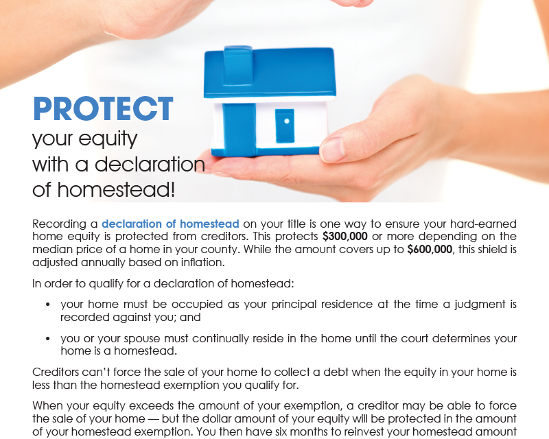 FARM: Protect your equity with a declaration of homestead