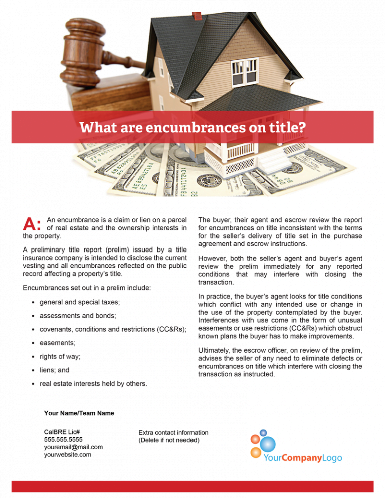 Client Q&A: What are encumbrances on title? | firsttuesday Journal