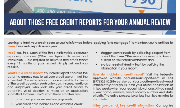 FARM: About those free credit reports for your annual review