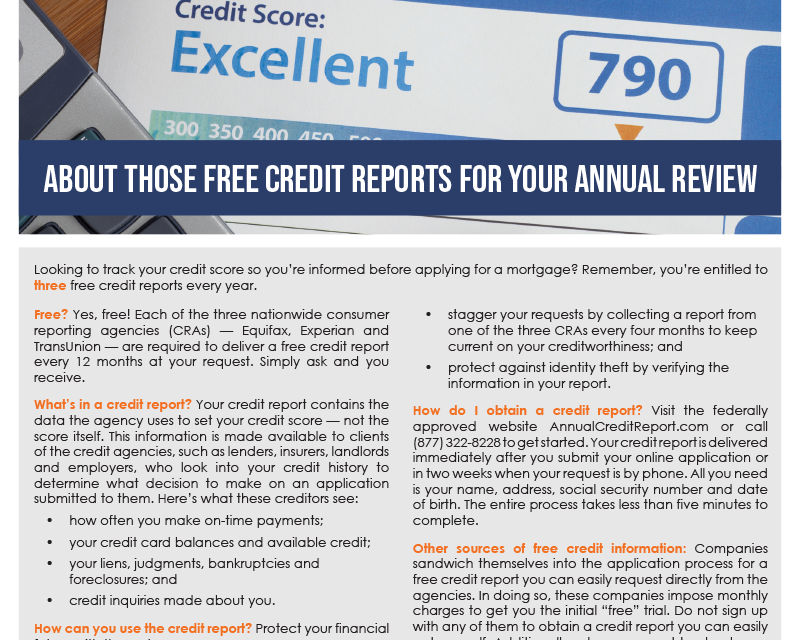 FARM: About those free credit reports for your annual review