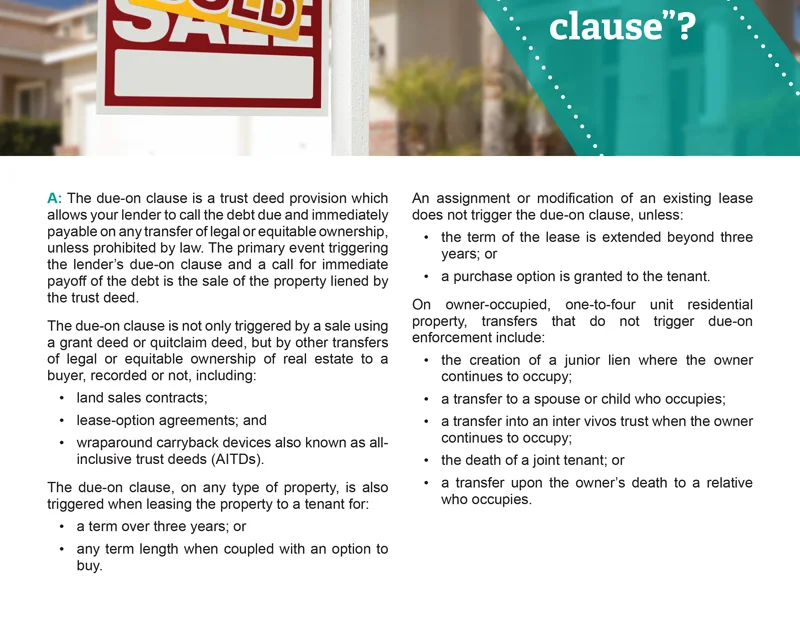 Client Q&A: What is a “due-on clause”?