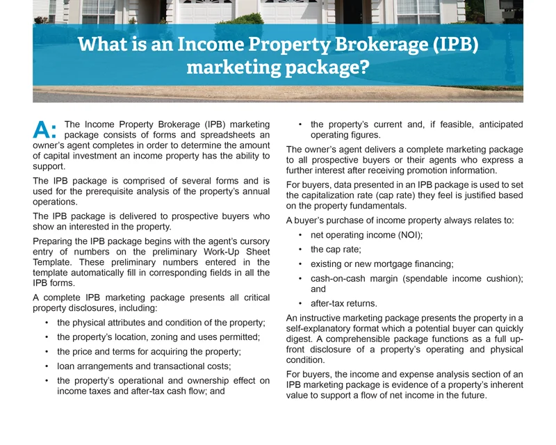 Client Q&A: What is an Income Property Brokerage (IPB) marketing package?