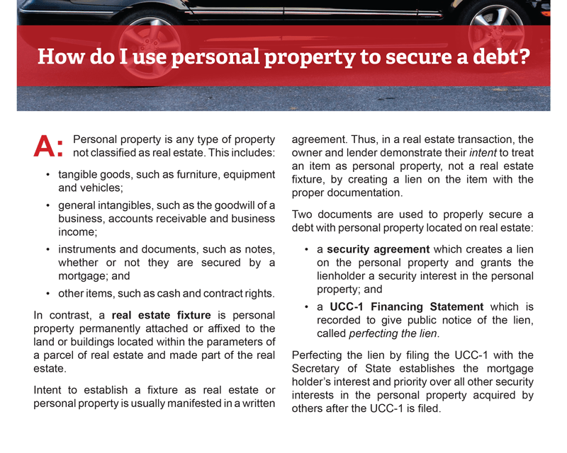 Client Q&A: How do I use personal property to secure a debt?