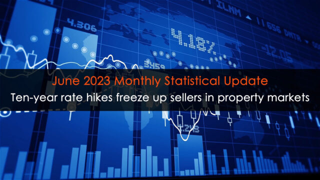Ten-year rate hikes freeze up sellers in property markets; Monthly Statistical Update (June 2023)