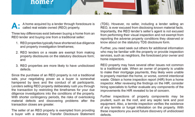 Client Q&A: What am I to expect when buying a foreclosed, lender-owned home?