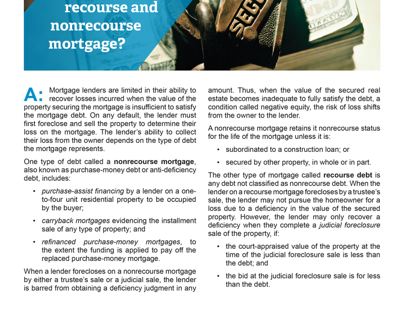 Client Q&A: What’s the difference between a recourse and nonrecourse mortgage?