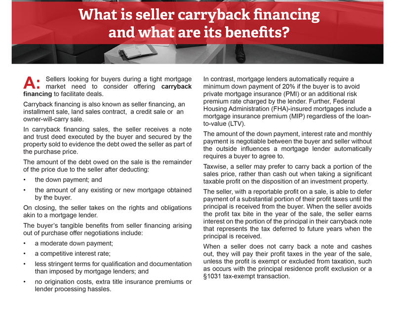 Client Q&A: What is seller carryback financing and what are its benefits?