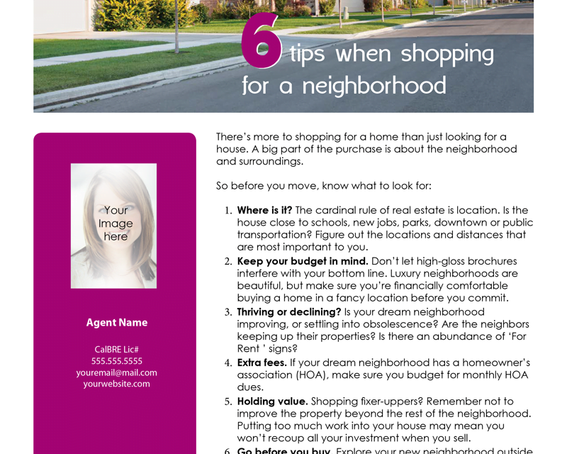 FARM: 6 tips when shopping for a neighborhood