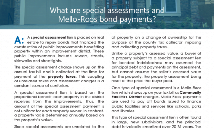 Client Q&A: What are special assessments and Mello-Roos bond payments?