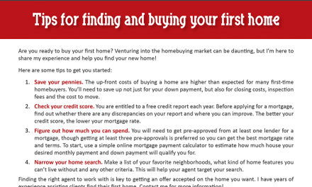 FARM: Tips for finding and buying your first home