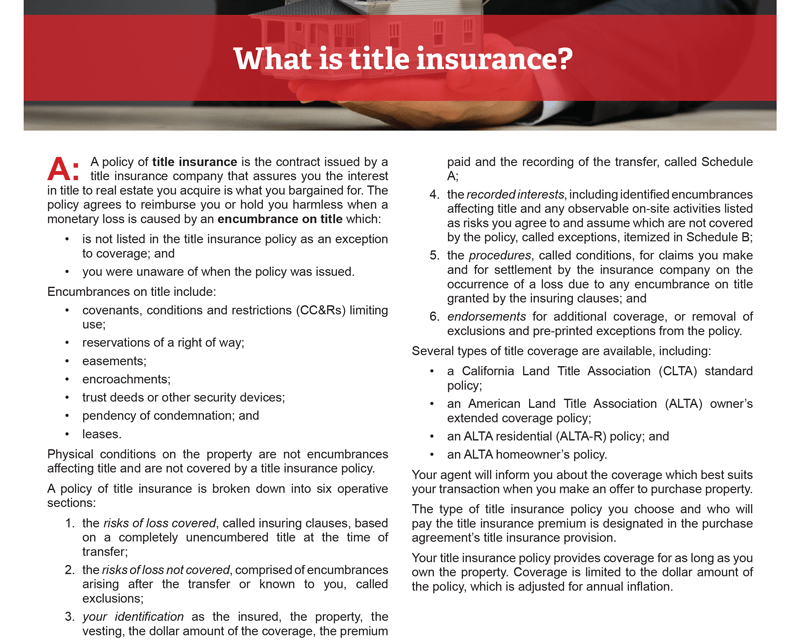 Client Q&A: What is title insurance?