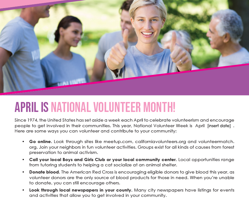 FARM: April is national volunteer month!