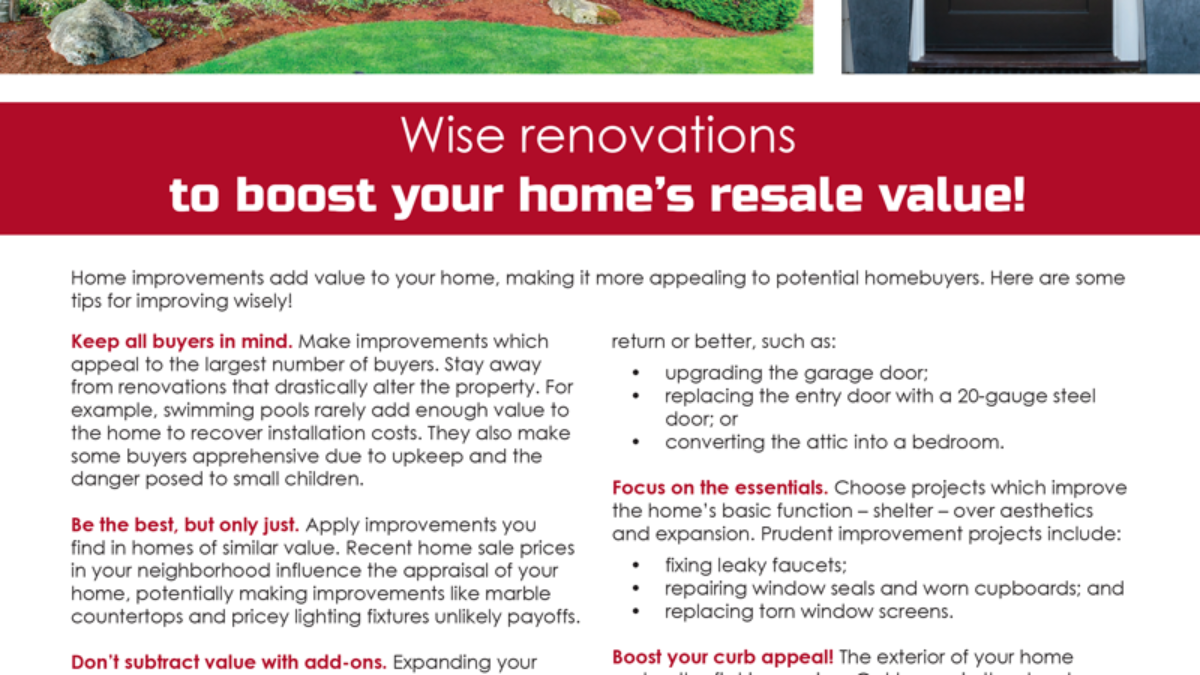 WHAT RENOVATIONS HAVE THE BEST RESALE VALUE?